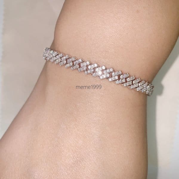 Small Iced Out Bracelet Necklace 5mm Prong Chain Cuban Link Chain Moissanite Cuban Link Bracelet for Women