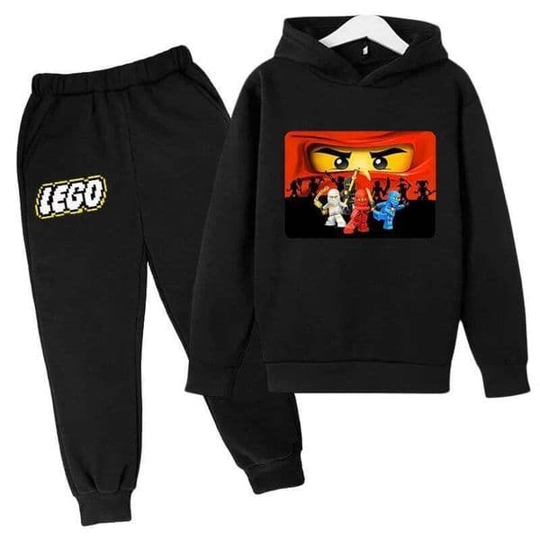 Winter popular games LEGO 3-14 year old children's set Creative printed outdoor sports warm hoodie + sweatpants two-piece brothe S260328