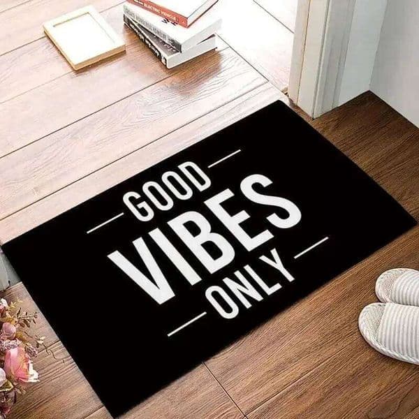Positive Quote Door Good Vibes Only Design Colorful Home Decor Rug Waterproof Non Slip Welcome Mat for Entryway Living Room 26L0330
