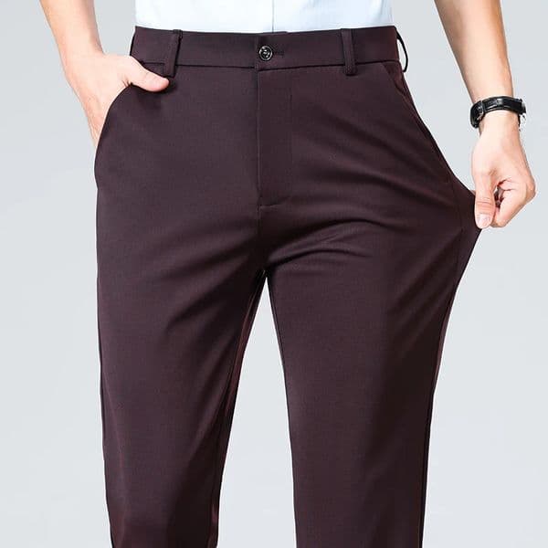 Summer Autumn Thin Trousers Men Formal Dress Suit Pants Work Quality Business Casual Black Wine Red Long 260330