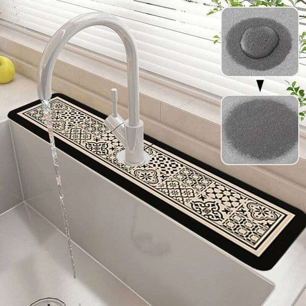 Washbasin faucet Drain pad Nappa Sink Faucet Protector Drying Mat countertop Non-slip Splash Proof Pad Bathroom accessori 26Y0330