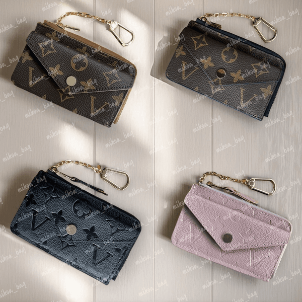 Designer Wallet Womens Mini Zippy Organizer Bag Credit Card Holder Coin Purse Key Pouch Purses Keychain Bags Clutch Embossed black women purse with Box