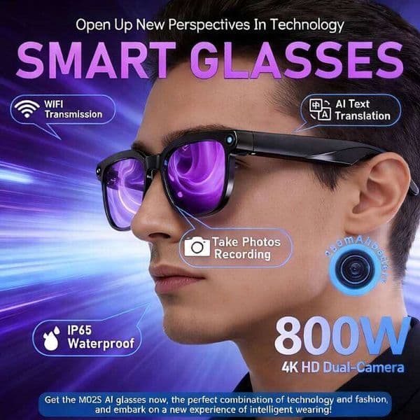Smart 800W Pixel Camera Photo Video Sunglasses AI Chatgpt Translation Recording Office Meeting Bluetooth Call Glasses