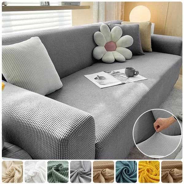 Jacquard Fabric Sofa Cover Solid Color Couch Covers Elastic Washable Slipcover For L-Shaped Sofa Living Room 12345 Seat 260327