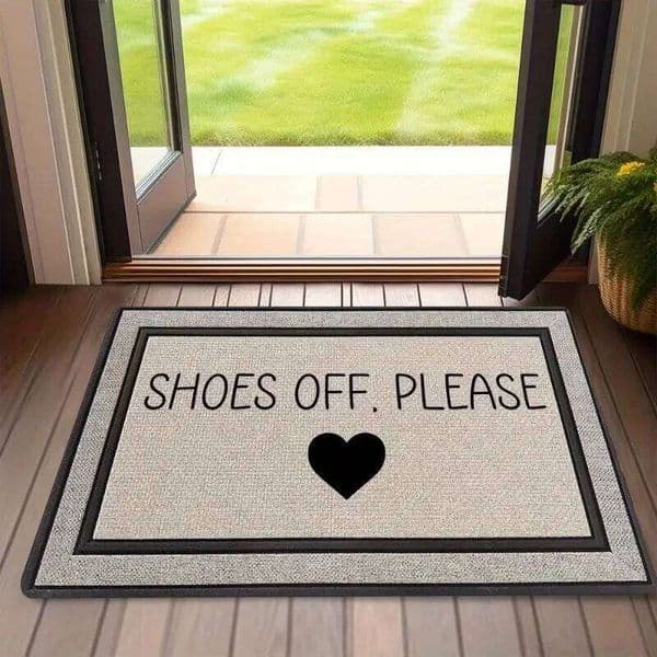 VIKAMA SHOES OFF PLEASE Printed Rug, Dirt-Resistant Easy-Clean Entrance Mat for Hallways and Bedroom Doorways Home Decor 26L0330