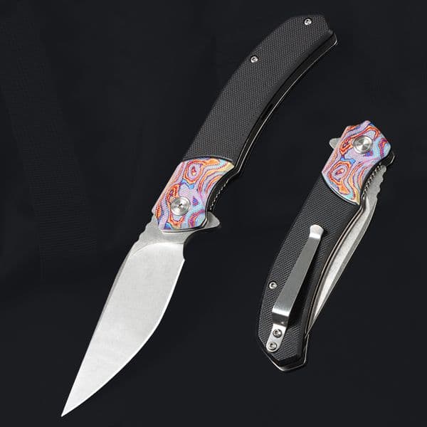 Top Quality M8896 Flipper Folding Knife 440C Stone Wash Blade Black G10 knife Handle Outdoor Ball Bearing EDC Pocket Folder Knives