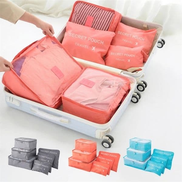 6 Pcs/Set Pink/Blue/Grey Travel Storage Bag Large Capacity Waterproof Luggage Clothing Underwear Storage Bag With Zipper 260321