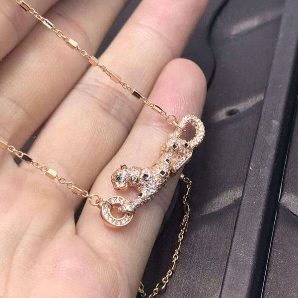 2026 V-gold real shot finely crafted CNC full diamond leopard necklace, personalized trendy hip-hop Cuban chain for men and women, direct from the manufacturer