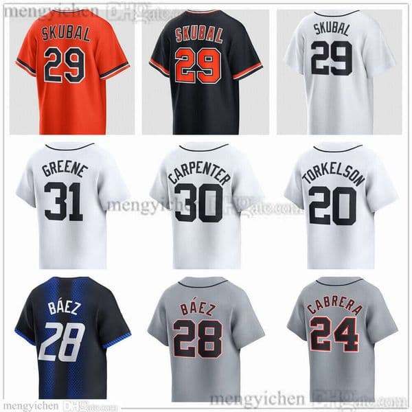Mans Baseball Jersey 35 Justin Verlander 22 Parker Meadows 25 Gleyber Torres 34 Jake Rogers 59 Framber Valde 9 Jack Flaherty 67 Kyle Finnegan 19 Will Vest Stitched