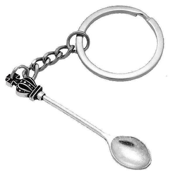 New 1 Fashion Men 30Mm Keychain DIY good quality Metal Holder Chain Vintage Kitchen Spoon Crown 57X9mm Silver Color Pendant Gift 5