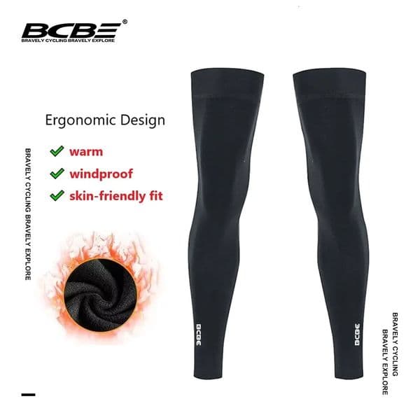 BCBE Cycling Leg Warmers Soft Shell Deep Winter Thermal Fleece Protection Cover Mtb Bike Sport Football Running Leggings 260327