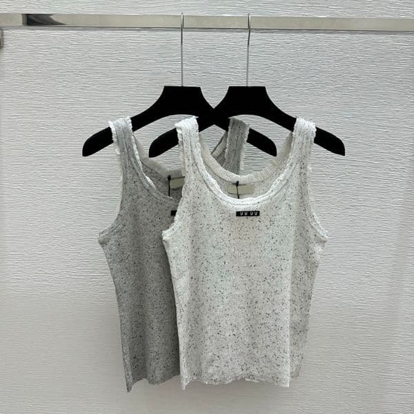 Luxury Women Slim Fit Knitwear Lace Round Neck Slveless Vests Summer Breathable Sporty Casual Tanks Z260512