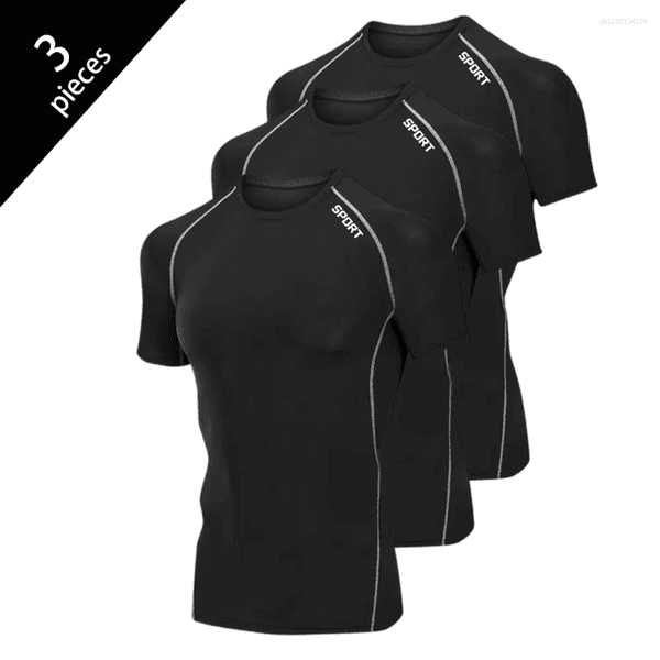 Men's T Shirts 3 Pcs Summer Compression Shirt Men Sports Wear Running T-shirt Elastic Quick Dry Sport Tops Tee Athletic Gym Workout
