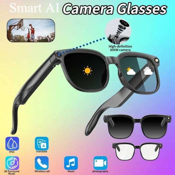 Smart 2K HD 800W Pixel Camera Video Outdoor Sport Sunglasses AI Chatgpt Translation Recording Bluetooth Call Glasses