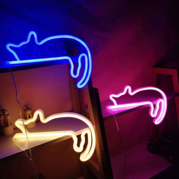 Cat Neon Led Light Up Sign Decor Pet Store Animal Club USB for Room Wall Home Party Birthday Gift 26L0330