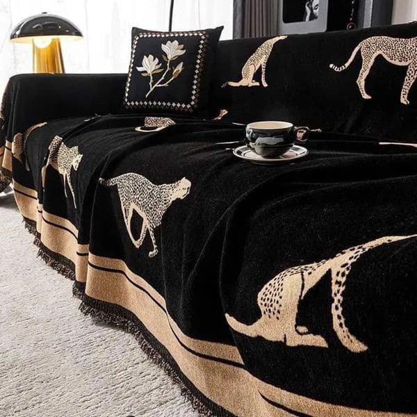 Luxury Designer Throw Chenille Leopard Animal Anti Cat Scratch Furniture Protector Bedspread Full Cover h Blanket Sofa Towel Cloth 02