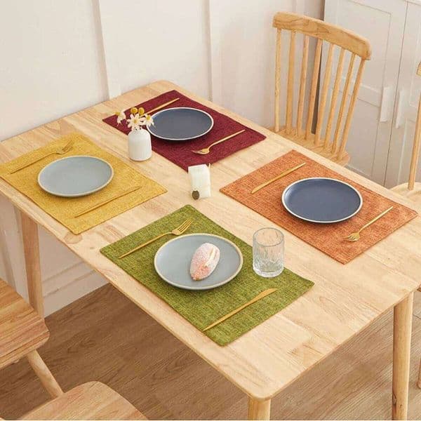 30X46 CM Linen Solid Color Mat Fashion Style Western Dining Bowl Cup Rectangle Placemats Table Decoration 26Y0330