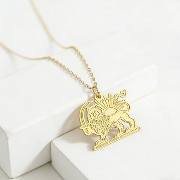 Teamer Iran Persian Lion And Sun Pendant Necklace Stainless Steel Gold Color Iranian Ethnic Jewelry For Women Man 2026 260327