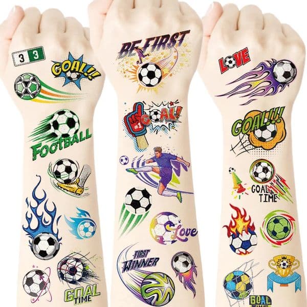 12 Sheets Glitter Temporary Tattoo Stickers Football Soccer Ball Bling-Bling Face Stickers for Soccer Fans Parties Birthday Pa 260330