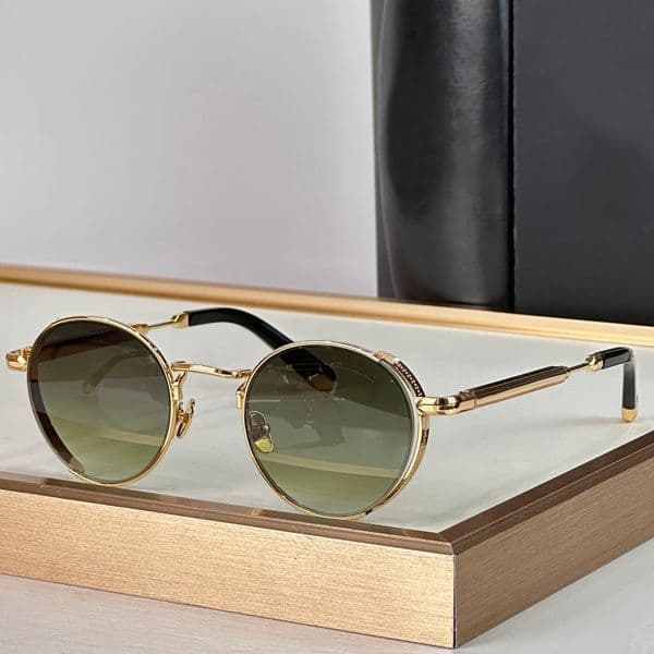 Vintage Round Sunglasses Gold Metal Frame/Green Smoke UV Protection Lens Men Designer Sun Glasses Sun Shades for Summer Sonnenbrille gafa de sol Eyewear