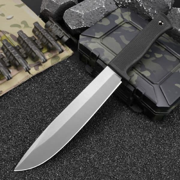 High End A2 Survival folding knife Straight Knife Tungsten steel Satin Blade Full Tang TPR Handle Outdoor Camping Survival Fixed Blade Knives with Leather Sheath