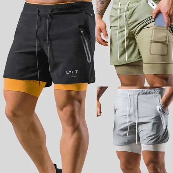 2024 Summer LYFT new Men's Athleisure Double fake two basketball Fitness sweat drying shorts S260328