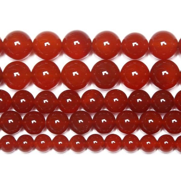 Smooth Red Carnelian Agate Round Gem Loose Beads 15" Strand 4 6 8 10 12MM Pick Size For Jewelry Making
