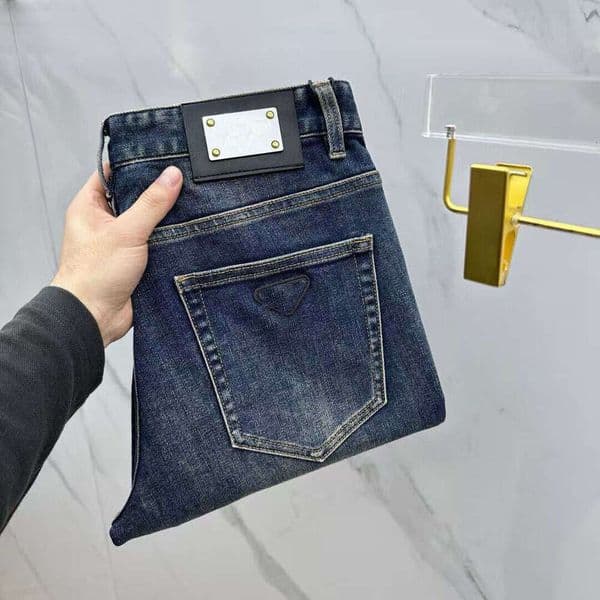 Designer jeans for men European Jeans, Vintage Color, Four-Season Stretch, Washed, Slim Fit, Straight Leg, Casual Men's Trousers 2f1f