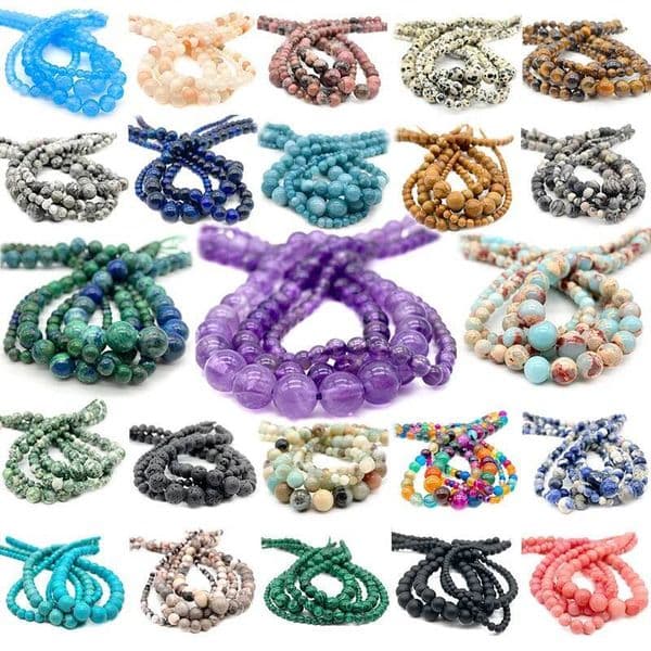 4 6 8 10mm Natural Stone Amethyst Amazonite Agates Jades Loose Round Beads for Jewelry Making Bracelet Necklace DIY