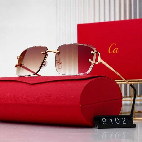 designer women square cracked rimless ornamental glasses men sunglasses driving beach protection with original box 12A