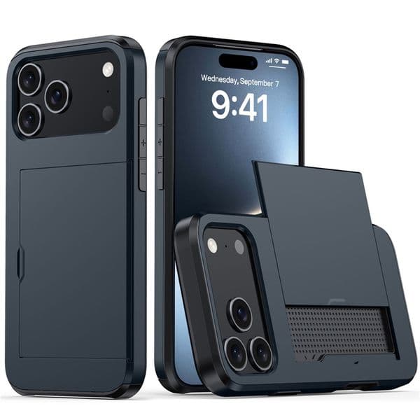 Applicable to Apple 17 phone cases, iPhone 16 Pro Max slider card dual-purpose anti-drop wallet and anti-drop pouch