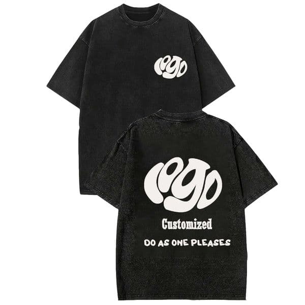 Customized T-shirt handmade image oversized heavy washed retro hip-hop style casual wear 100 pure cott S26330