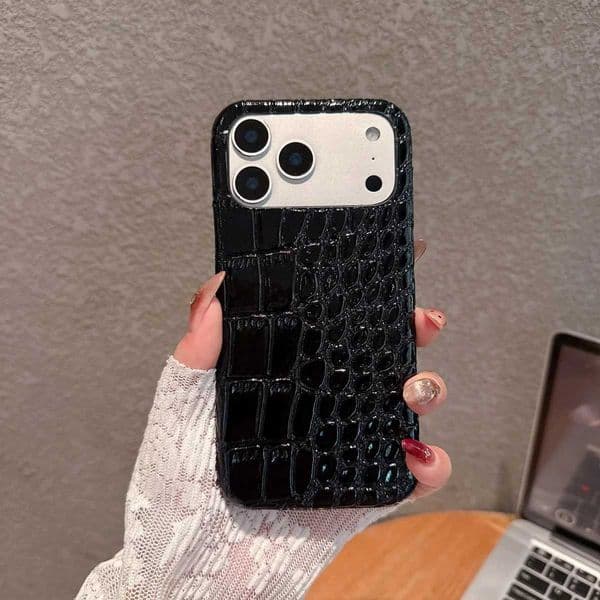 Luxury Glossy Crocodile Leather Texture Phone Case For 17 Air 16 15 14 Plus 13 11 Pro Max Frameless Shockproof Girl Cover S26330
