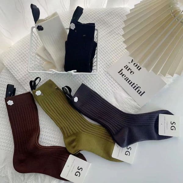 Hot Stamping 3D Letter Mid-length Socks High-quality Trendy Socks Designer Wearing Socks