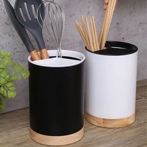 Kitchen Tableware Storage Bucket Utensil Holder Cutlery Drainer Plastic Chopstick Spoon Storage Rack Detachable 3 Divided 260327