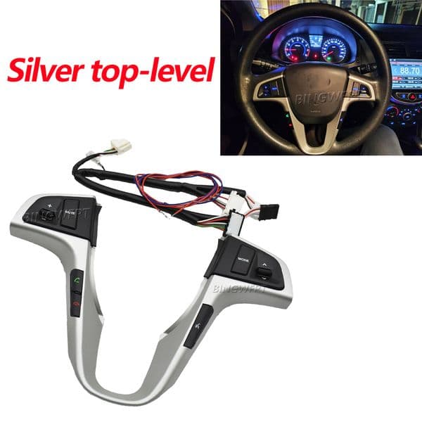 Steering Wheel Audio Switch Control Top level configuration silver Buttons For Hyundai VERNA 10-15