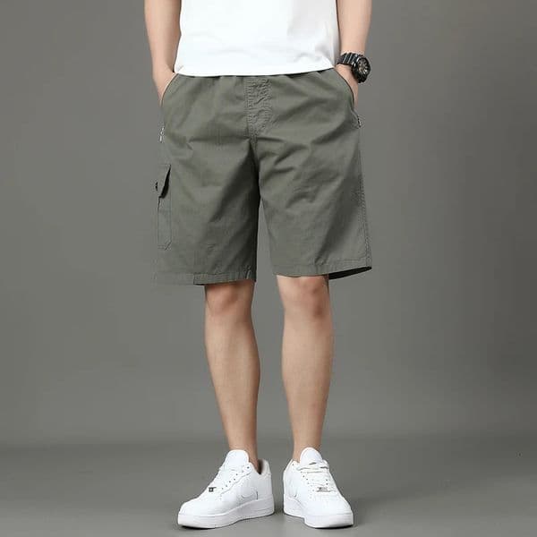 Summer mens work shorts pocket zip trend versatile casual trousers five work trousers 260327