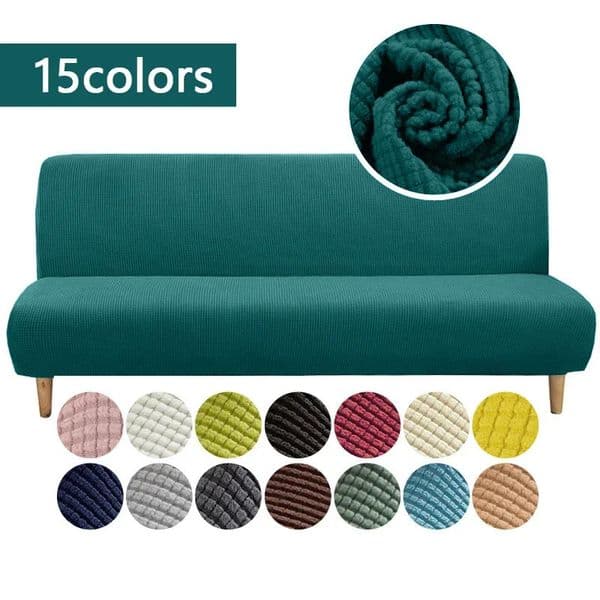 Polar Fleece Fabric Armless Futon Sofa Bed Cover Solid Without Armrest Big Elastic Folding Furniture home Decoration Bench Cover 260327