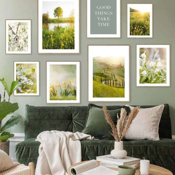 Spring Scenery Flower Green Vegetation Posters and Prints Canvas Painting Modern Wall Art Pictures for Living Room Home Decor 26Y0330