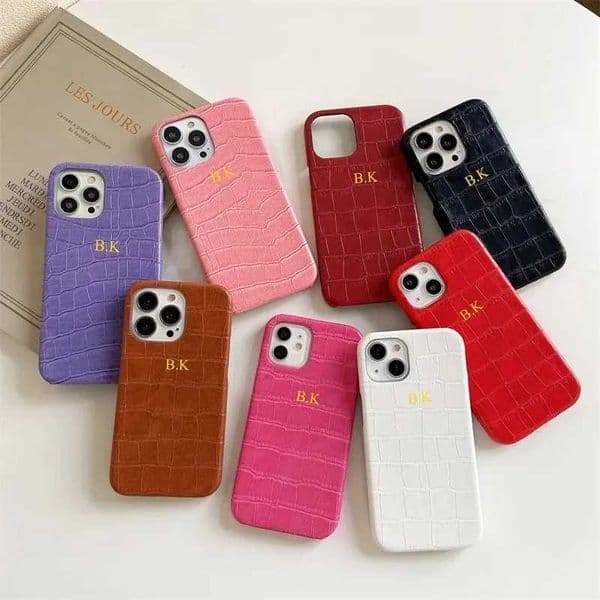 Personalise Gold Silver Initial Letter Crocodile Luxury Leather PU Case For 14 12 13 15 Pro Max X Max 16 11 Pro Max Cover L260523