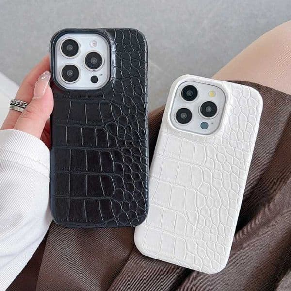 Retro Crocodile Pattern Phone Case For 17 Air 16 15 14 13 12 11 Pro Max Plus Luxury Hard PC Leather Back Cover S26330