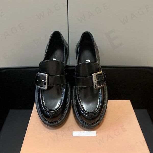 Dress Shoes Luxury Designer Loafers Fall Fashion Leather Shoes High Quality Party Single Foot Metal Buckle Black Platform Sneakers Single Shoes 35-40