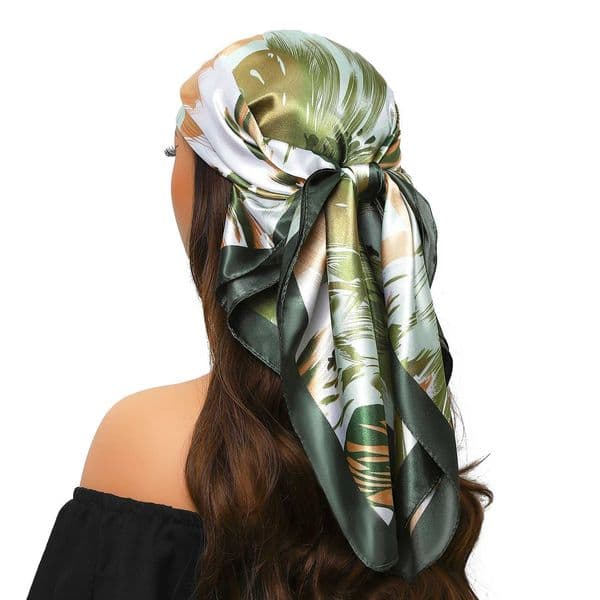 9090cm Silk Scarves Women Print Foulard Satin Square Head Hijab Ladies Luxury Brand Shawl Bandanna Female Muffler chiffen wrap Z260330