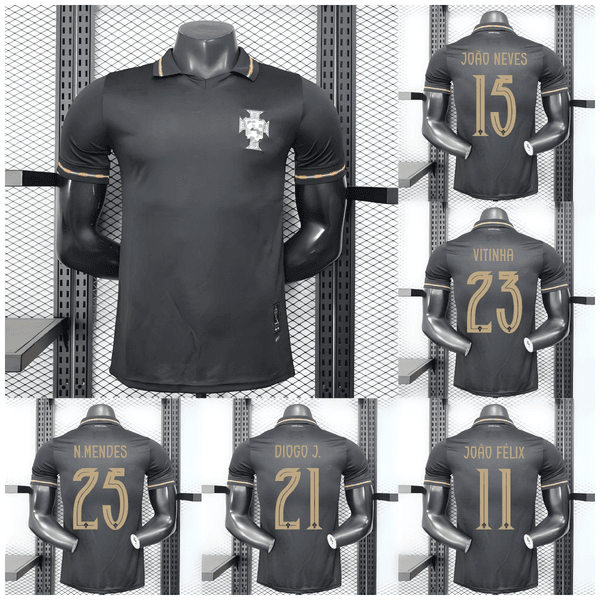 2026 World Cup Portugal Black Gold Special Edition Player Jersey Bruno Fernandes Bernardo Silva Black Panther Commemorative Cristiano Ronaldo Football Shirt