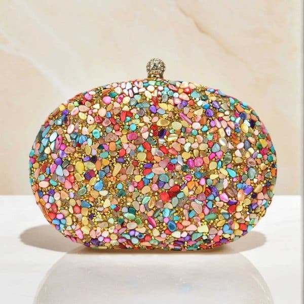 Circular Design Rhinestones Stones Evening Bags One Side Diamonds Bohemian Style Dress Beach Purse With Hanlde Shoulder Z260330