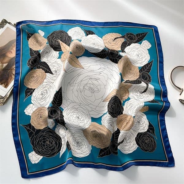 15Styles Luxury Women Silk Scarves Fashion Square Silks Satin Scarf Print Splice Solid Color Spring Summer Head Wraps Christmas Gift 70X70cm Wholesale