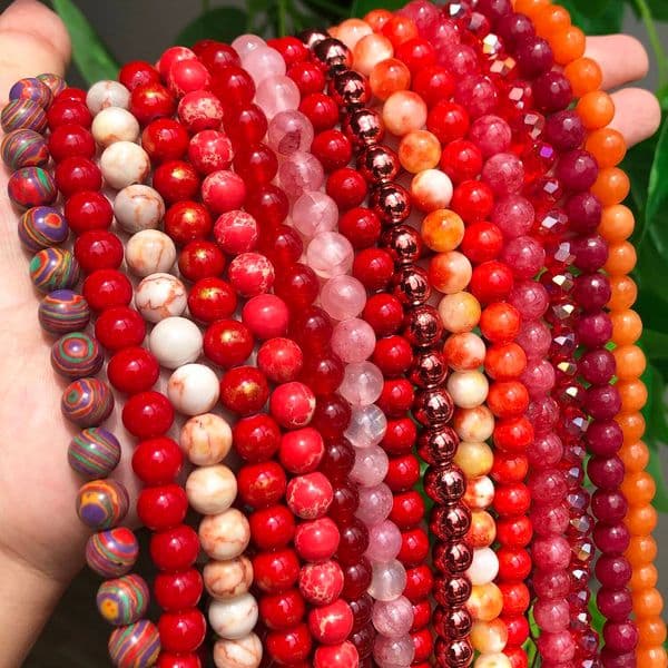 Red Coral Jades Agates Crystal Lava Mineral Natural Loose Stone Beads For Jewelry Making Diy Bracelet 15'' 4 6 8 10 12mm