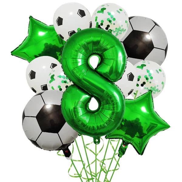 1 Set Helium Foil Globos Football Balloons Birthday Party Decorations Kids Boy 32Inch Green Number Ball Soccer Sports Supplies 260330BJ