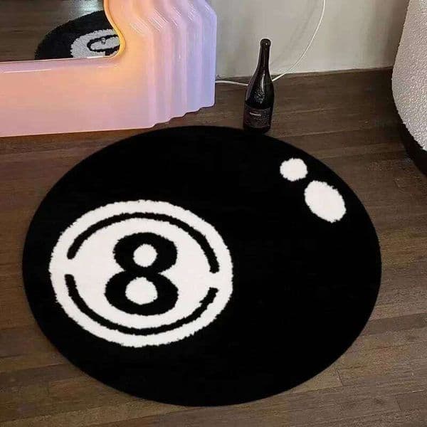 Black 8 Ball Billiards Rug Indoor Home Decoration Round Plush Carpet Living Room Soft Foot Mat Minimalist Fluffy Floor Mats 26H0330