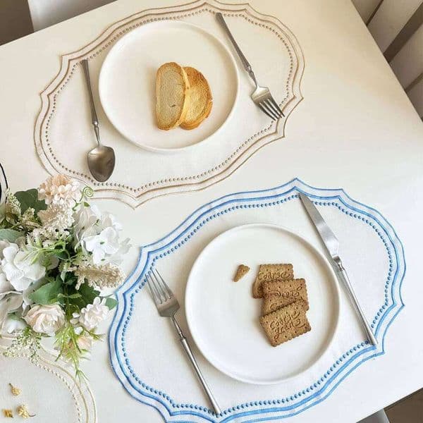 Vintage Embroidered Fabric Placemat Imitation Cotton Linen Decorative Napkins Washable French Lace Table Place Mat 26Y0330